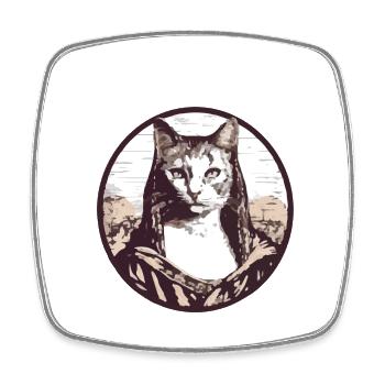 Chat de Vinci - Magnet carré - blanc - Devant