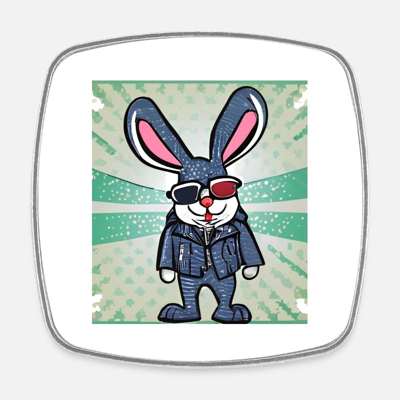 Drôle de lapin - Magnet carré - blanc