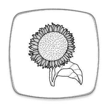 Blume Sonnenblume - Viereckiger Kühlschrankmagnet - Weiß - Vorne