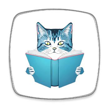 Bücher Kater Katze Lesen Kätzchen Buch Hauskatze - Viereckiger Kühlschrankmagnet - Weiß - Vorne