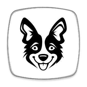 Happy Shiba Inu Dog Outstretched Tongue - Square fridge magnet - white - Front