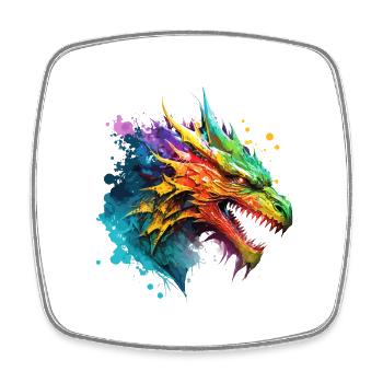 Dragon Fantasy Magie Mystique Créature Animal Coloré - Magnet carré - blanc - Devant