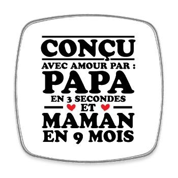 Conçu avec amour par papa et maman en 9 mois - Magnet carré - blanc - Devant