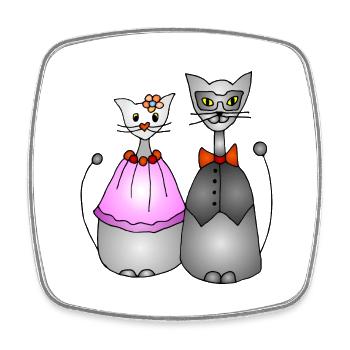 Katzen - Viereckiger Kühlschrankmagnet - Weiß - Vorne