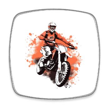 Moto cross - Magnet carré - blanc - Devant