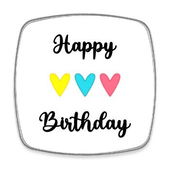 HAPPY BIRTHDAY. JOYEUX ANNIVERSAIRE. ANNIVERSAIRE. - Magnet carré - blanc - Devant