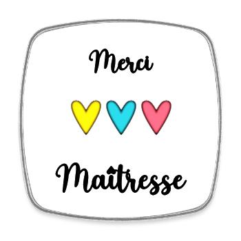 MERCI MAÎTRESSE. CADEAU MAÎTRESSE. VACANCES. ÉTÉ. - Magnet carré - blanc - Devant