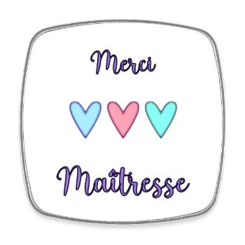 MERCI. MERCI MAÎTRESSE. CADEAU MAÎTRESSE. VACANCES - Magnet carré - blanc - Devant