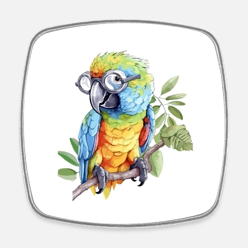 Jackoo le perroquet - Magnet carré - blanc