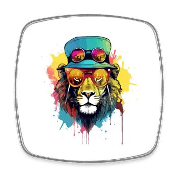 Noci the cool lion - Square fridge magnet - white - Front