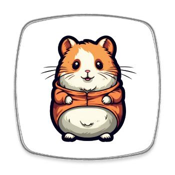 Süßer Hamster - Viereckiger Kühlschrankmagnet - Weiß - Vorne