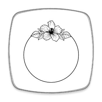 Hibiscus Boho Fleur peinte à la main - Magnet carré - blanc - Devant
