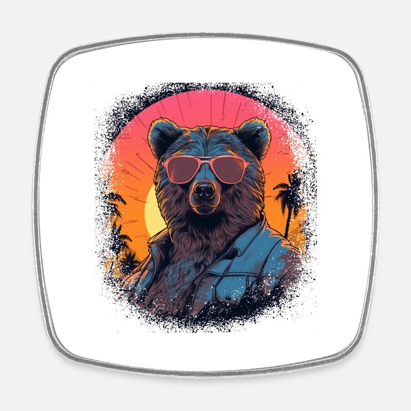 birthday present idea polar bear panda bear - Viereckiger Kühlschrankmagnet - Weiß