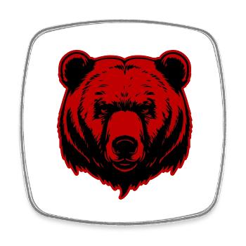 Bär Grizzly Kopf - Viereckiger Kühlschrankmagnet - Weiß - Vorne