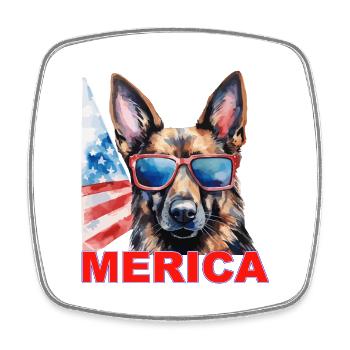 Independence Day 4th of July German Shepherd America - Square fridge magnet - white - Front