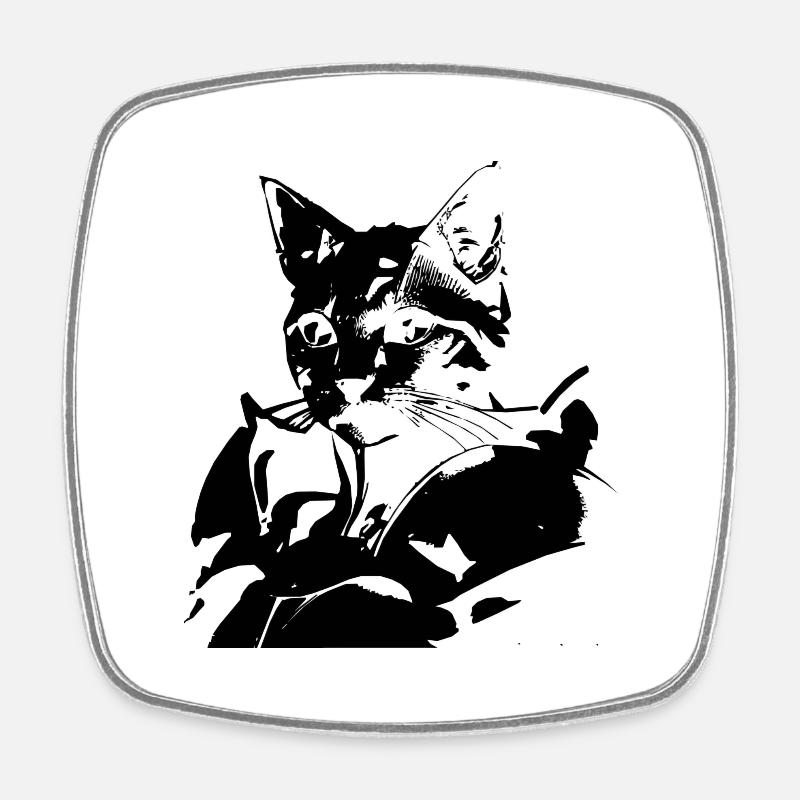 Chat avec armure - Magnet carré - blanc