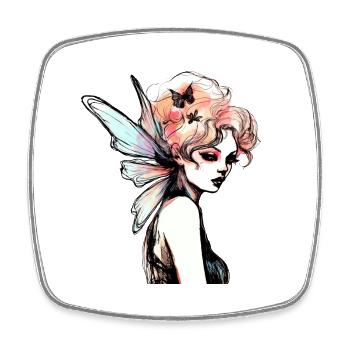 Dessin à l’aquarelle féerique - Magnet carré - blanc - Devant