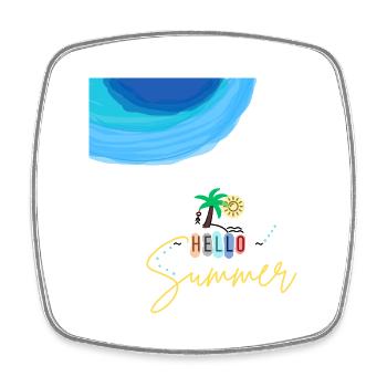 Hello Summer - Viereckiger Kühlschrankmagnet - Weiß - Vorne