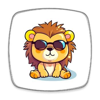 Corky le lion - Magnet carré - blanc - Devant