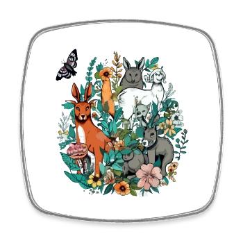 Animals in flowers n°3 - Square fridge magnet - white - Front