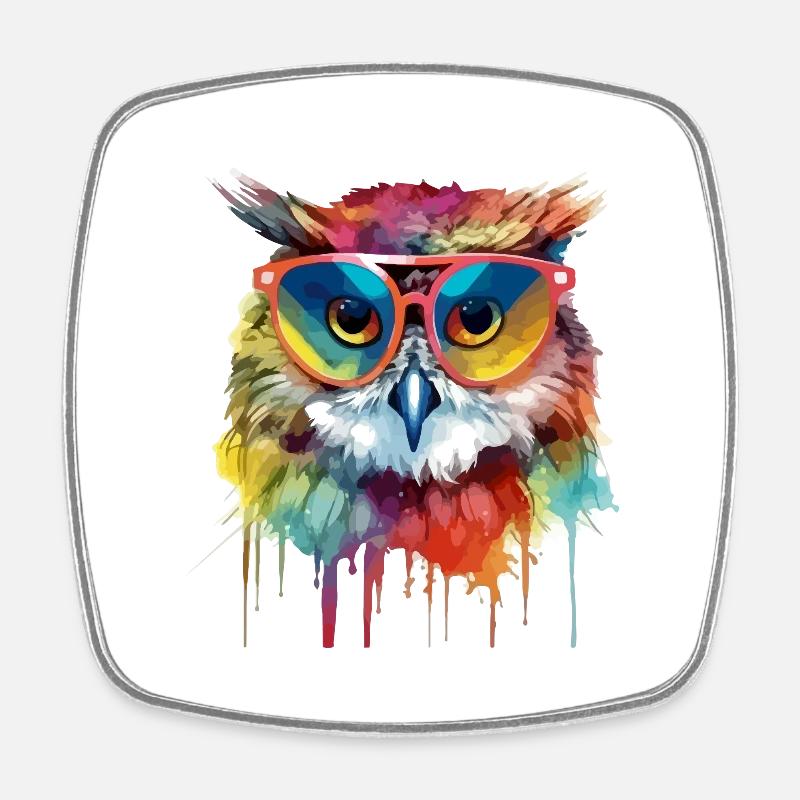 Hacko le hibou - Magnet carré - blanc