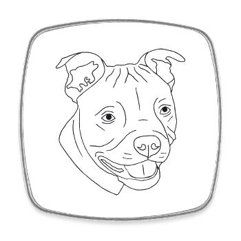 Staffordshire Bullterrier - Viereckiger Kühlschrankmagnet - Weiß - Vorne