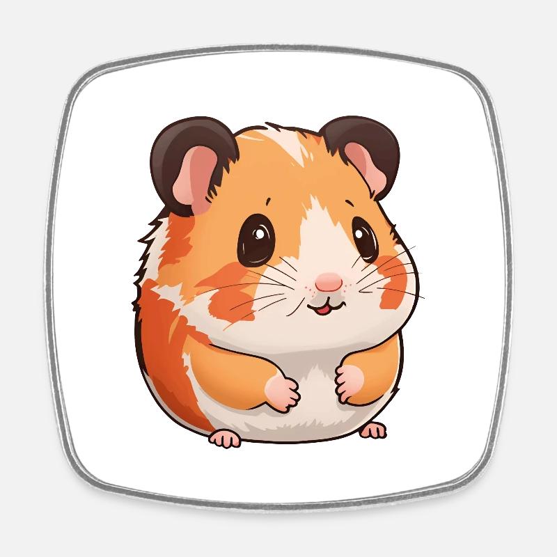 Totally cute hamster - Square fridge magnet - white