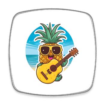 Ananas ukulélé - Magnet carré - blanc - Devant