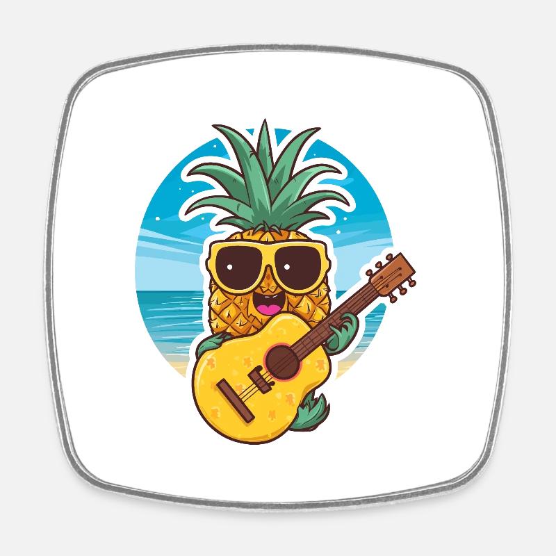 Ukulele Pineapple - Viereckiger Kühlschrankmagnet - Weiß