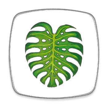 Monstera / Feuille - Magnet carré - blanc - Devant