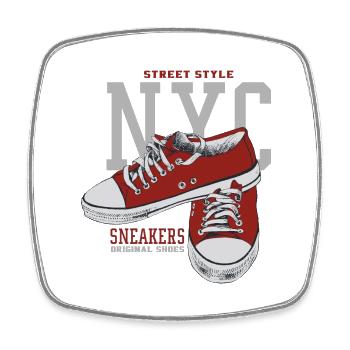 Red Sneakers b - Square fridge magnet - white - Front