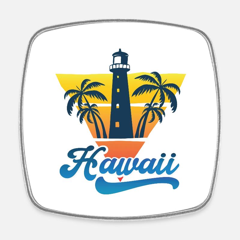 Conception de la plage du phare d’Hawaï - Magnet carré - blanc