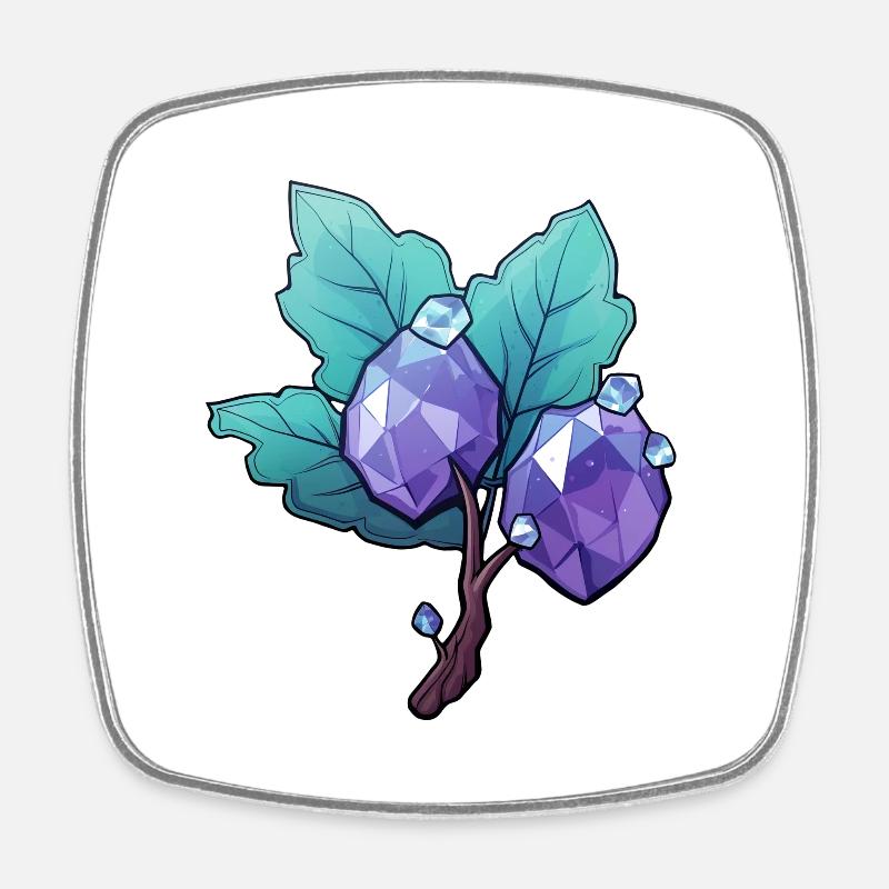 Branch with gemstones - Square fridge magnet - white