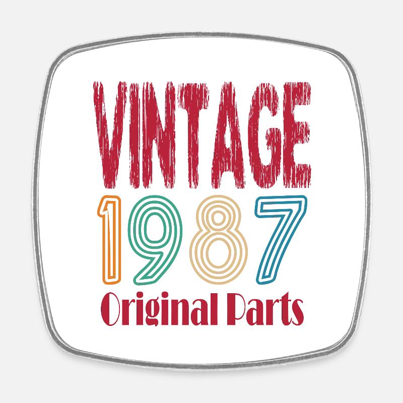 Vintage 1987 birthday gift - Square fridge magnet - white