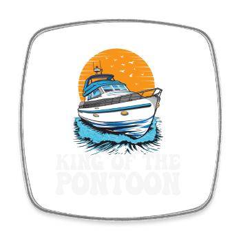 King Of The Pontoon Motorboat Captain Pontooning - Square fridge magnet - white - Front