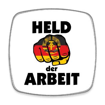 Held der Arbeit - Ostalgie DDR - Viereckiger Kühlschrankmagnet - Weiß - Vorne