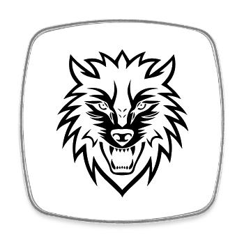 Wolf Wolf Head Symbol Logo - Square fridge magnet - white - Front