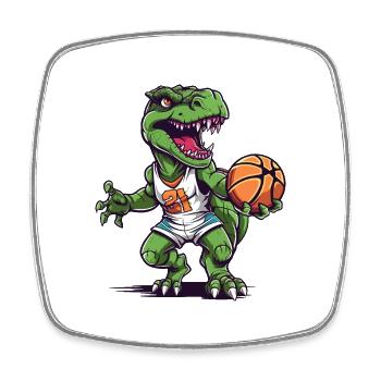 Basketball Dinosaure T-Rex Player Sports Cartoon - Magnet carré - blanc - Devant