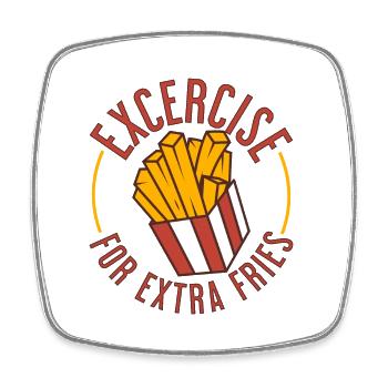 Funny Gym Excercise for Extra Fries - Square fridge magnet - white - Front