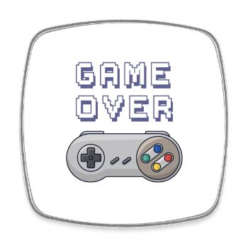 Game Over manette retro gaming - Magnet carré - blanc - Devant