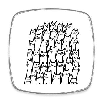 Katzen in Schwarz - Viereckiger Kühlschrankmagnet - Weiß - Vorne