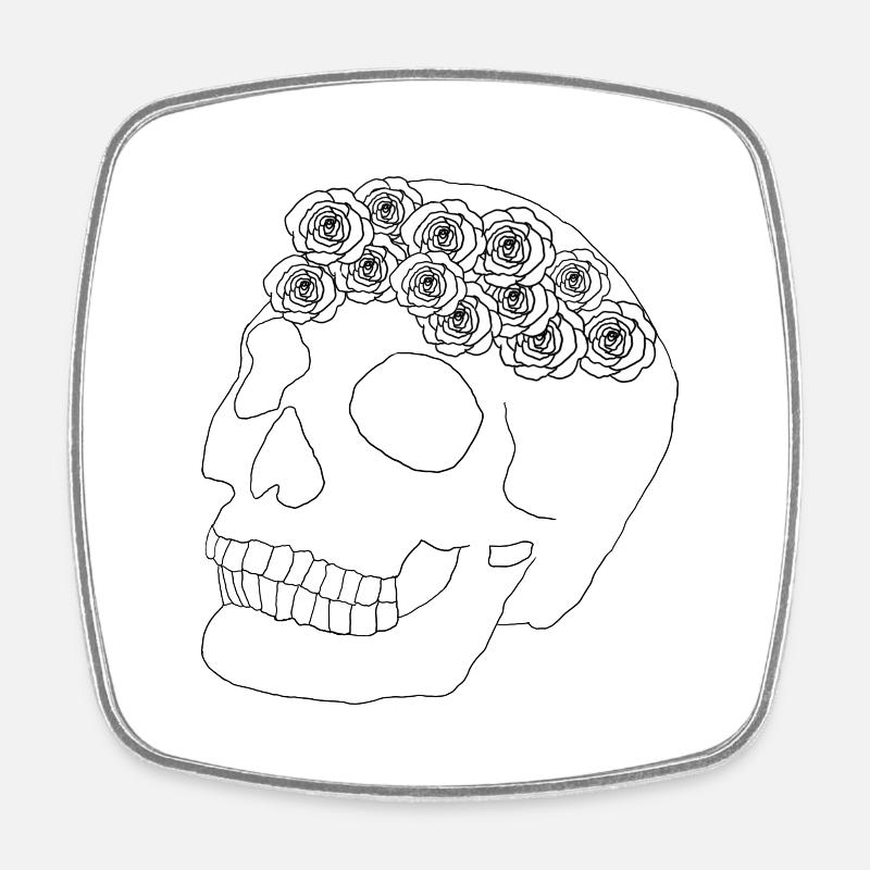Calavera con Rosario - Square fridge magnet - white
