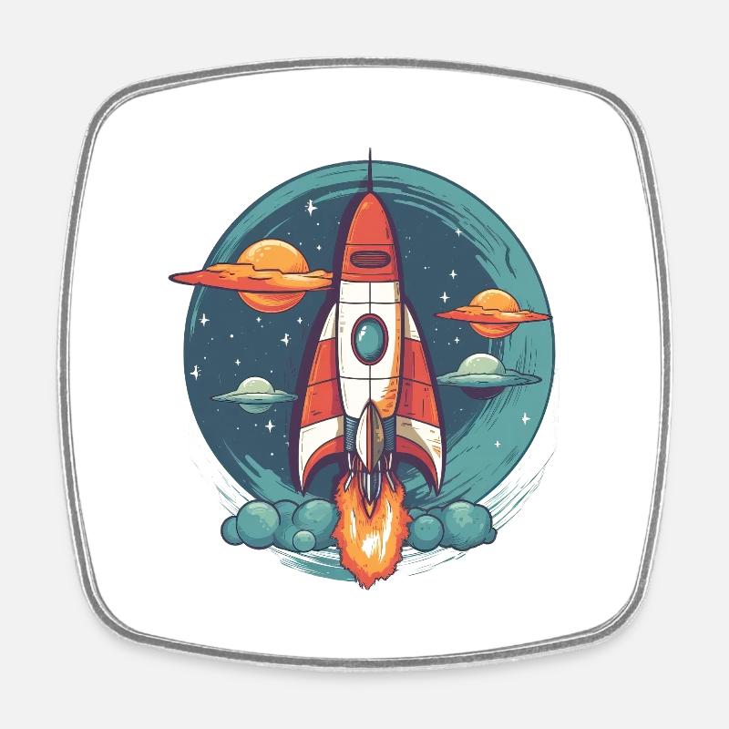 Whimsy Rocket: Aventure galactique! - Magnet carré - blanc
