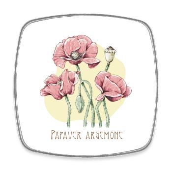 Poppy sand botanical drawing - Square fridge magnet - white - Front