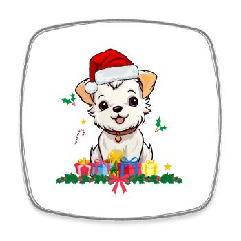 Hund Weihnachten. Weihnachtsgeschenk - Viereckiger Kühlschrankmagnet - Weiß - Vorne