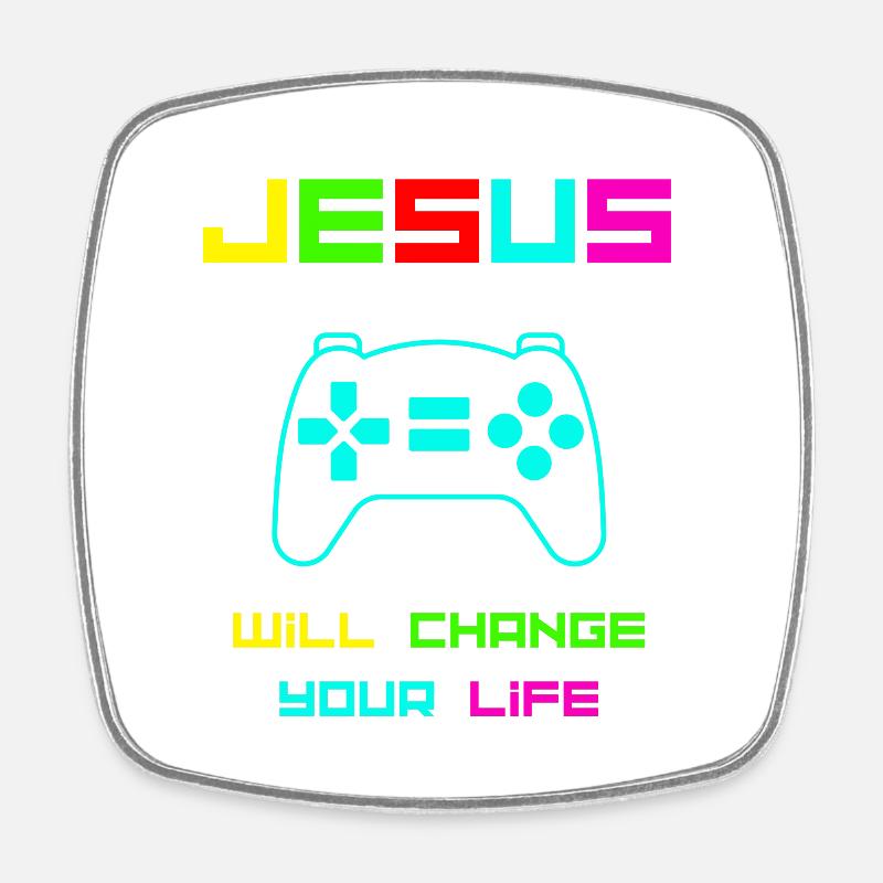 Jesus will change your life colour - Square fridge magnet - white
