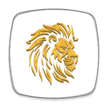 Golden Lion | Lion Head Gold - Square fridge magnet - white - Front