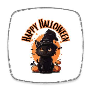 Happy Halloween Cat - Viereckiger Kühlschrankmagnet - Weiß - Vorne