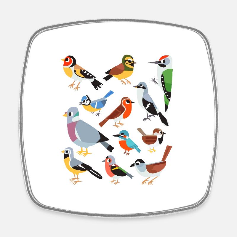 Oiseaux communs d'Europe - Magnet carré - blanc