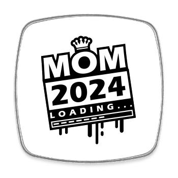 Mama 2024 Loading Mom - Viereckiger Kühlschrankmagnet - Weiß - Vorne